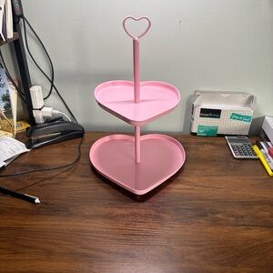 Pink Heart-Shaped Two-Tier Tray
